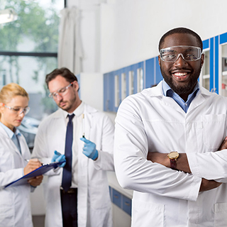 group of doctors in white lab coats