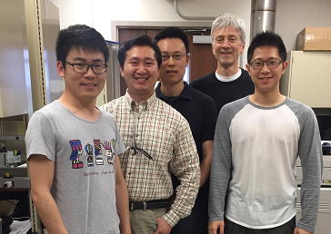 Project researchers include, from left, Yongchao Yin; Nannan Jiang; Jun Yan, Ph.D.; Loeffler; and Po-Hsiang Wang.