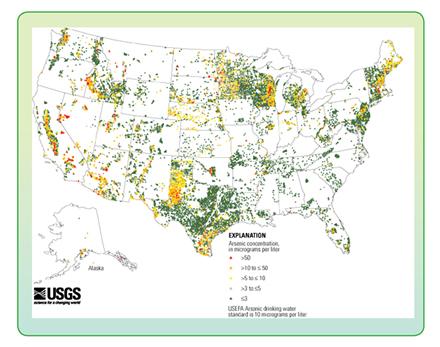 USGS Map of Arsenic levels in the United States.