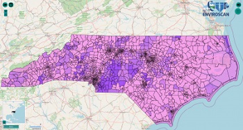 map of NC in varying shades of purple