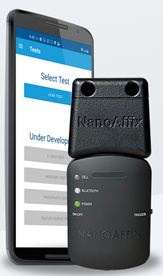 Cell phone next to NanoAffix device