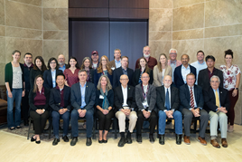 group photo of members of the Texas A&M University Superfund Research Center and NIEHS’ Michelle Heacock, Ph.D., and Director Woychik..