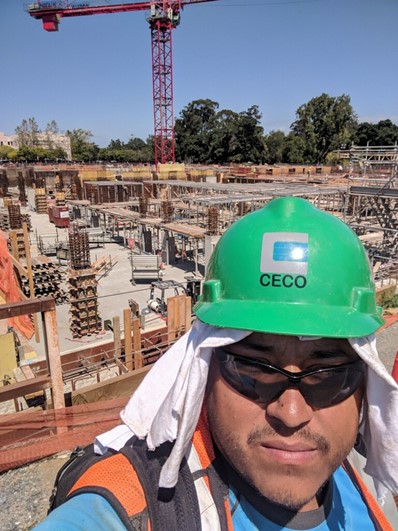 Chavez at Stanford University jobsite. (Photo courtesy of Steve Surtees, CPWR)
