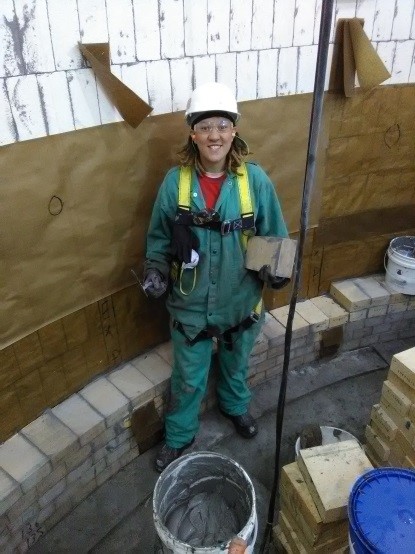 Williams working on her first refractory job. (Photo courtesy of CPWR) 